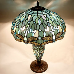 Table Lamp, 16 in Stained Glass Shade with Coffee Base