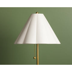 Table Lamp, 22.75 in Height, Aged Brass Base with Fabric Shade