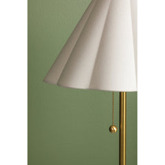 Table Lamp, 22.75 in Height, Aged Brass Base with Fabric Shade