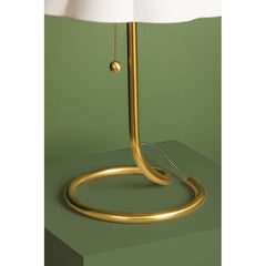 Table Lamp, 22.75 in Height, Aged Brass Base with Fabric Shade