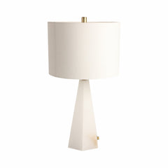 Table Lamp, 26 in H, Alabaster Base with White Drum Shade