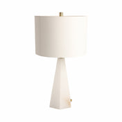 Table Lamp, 26 in H, Alabaster Base with White Drum Shade