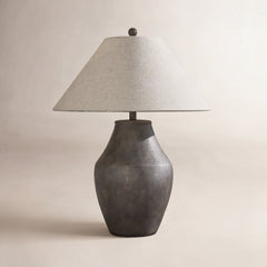 Table Lamp, 28 in Tall, Ceramic Base with Linen Shade