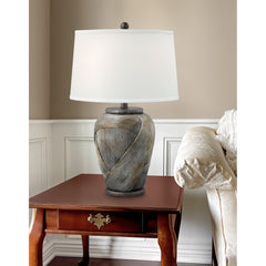 Table Lamp, 30 in H with Silver and Copper Resin Base