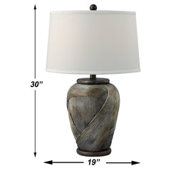 Table Lamp, 30 in H with Silver and Copper Resin Base