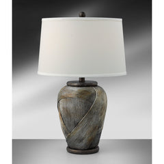 Table Lamp, 30 in H with Silver and Copper Resin Base