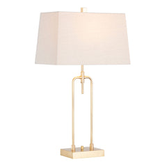 Table Lamp, 30 in Tall, Gold Arch with Oatmeal Linen Shade