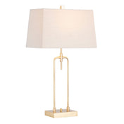 Table Lamp, 30 in Tall, Gold Arch with Oatmeal Linen Shade