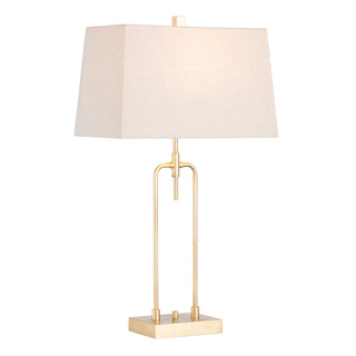 Table Lamp, 30 in Tall, Gold Arch with Oatmeal Linen Shade
