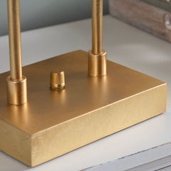 Table Lamp, 30 in Tall, Gold Arch with Oatmeal Linen Shade