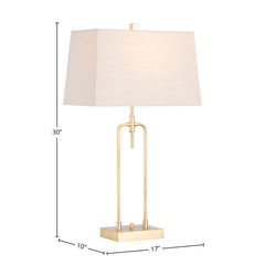 Table Lamp, 30 in Tall, Gold Arch with Oatmeal Linen Shade