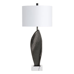 Table Lamp, 33 in H, Black Resin with White Marble Base