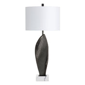 Table Lamp, 33 in H, Black Resin with White Marble Base