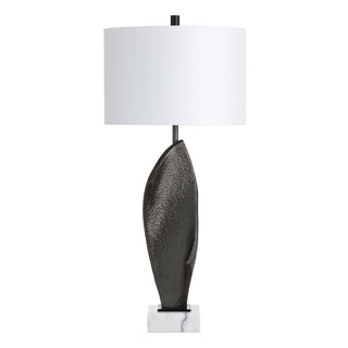 Table Lamp, 33 in H, Black Resin with White Marble Base