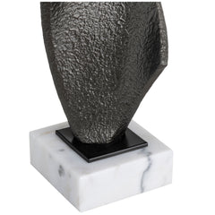 Table Lamp, 33 in H, Black Resin with White Marble Base