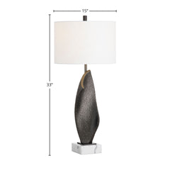 Table Lamp, 33 in H, Black Resin with White Marble Base