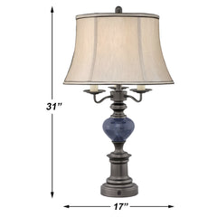 Table Lamp, 4-Light, Metal Base with Beige Shade
