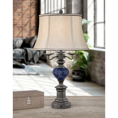 Table Lamp, 4-Light, Metal Base with Beige Shade