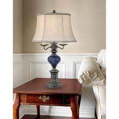 Table Lamp, 4-Light, Metal Base with Beige Shade