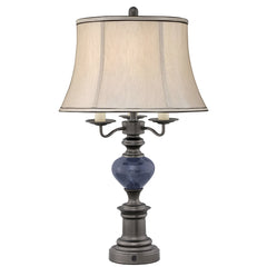 Table Lamp, 4-Light, Metal Base with Beige Shade