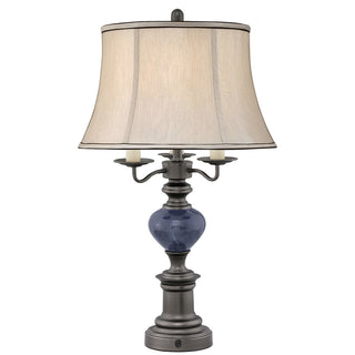 Table Lamp, 4-Light, Metal Base with Beige Shade