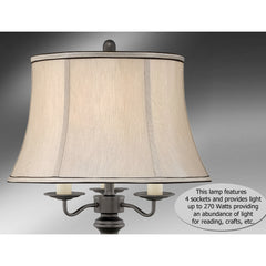Table Lamp, 4-Light, Metal Base with Beige Shade