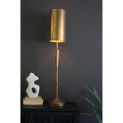 Table Lamp, 40 In Tall, Gold Metal with Gold Shade