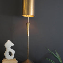Table Lamp, 40 In Tall, Gold Metal with Gold Shade
