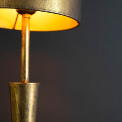 Table Lamp, 40 In Tall, Gold Metal with Gold Shade