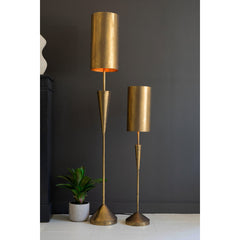 Table Lamp, 40 In Tall, Gold Metal with Gold Shade