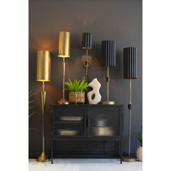 Table Lamp, 40 In Tall, Gold Metal with Gold Shade