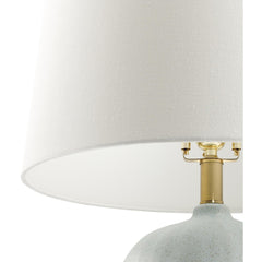 Table Lamp, Aqua Ceramic Base with White Linen Shade