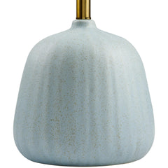 Table Lamp, Aqua Ceramic Base with White Linen Shade