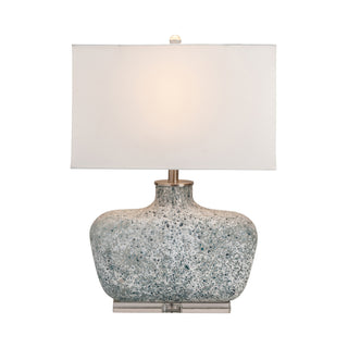 Table Lamp, Blown Glass with White Linen Shade