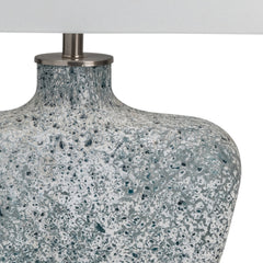 Table Lamp, Blown Glass with White Linen Shade