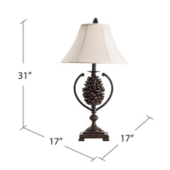 Table Lamp, Brown Metal and Resin Base with Bell Shade