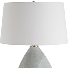 Table Lamp, Ceramic Base with Gray Drip Glaze and White Linen Shade