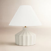Table Lamp, Ceramic Base with Linen Shade, Matte Concrete