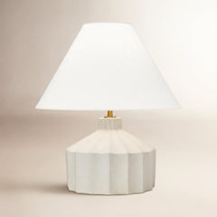 Table Lamp, Ceramic Base with Linen Shade, Matte Concrete