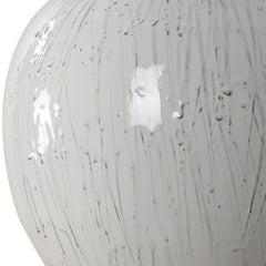 Table Lamp, Ceramic with White Glaze and Brushed Nickel Accents