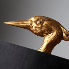 Table Lamp, Gold Resin and Crystal Bird Base with Black Drum Shade
