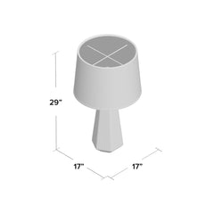 Table Lamp, Gray Ceramic with White Drum Shade