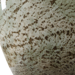 Table Lamp, Green Glass with White Linen Shade