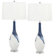 Table Lamp, Hand-Blown Glass in Blue and White with Acrylic Base