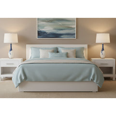 Table Lamp, Hand-Blown Glass in Blue and White with Acrylic Base