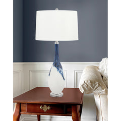 Table Lamp, Hand-Blown Glass in Blue and White with Acrylic Base