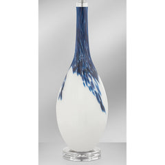 Table Lamp, Hand-Blown Glass in Blue and White with Acrylic Base