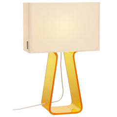 Table Lamp in Yellow Plastic with White Shade and Dimmer