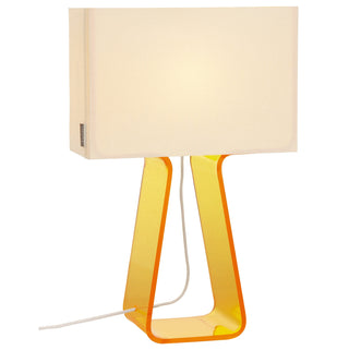 Table Lamp in Yellow Plastic with White Shade and Dimmer