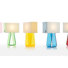 Table Lamp in Yellow Plastic with White Shade and Dimmer
